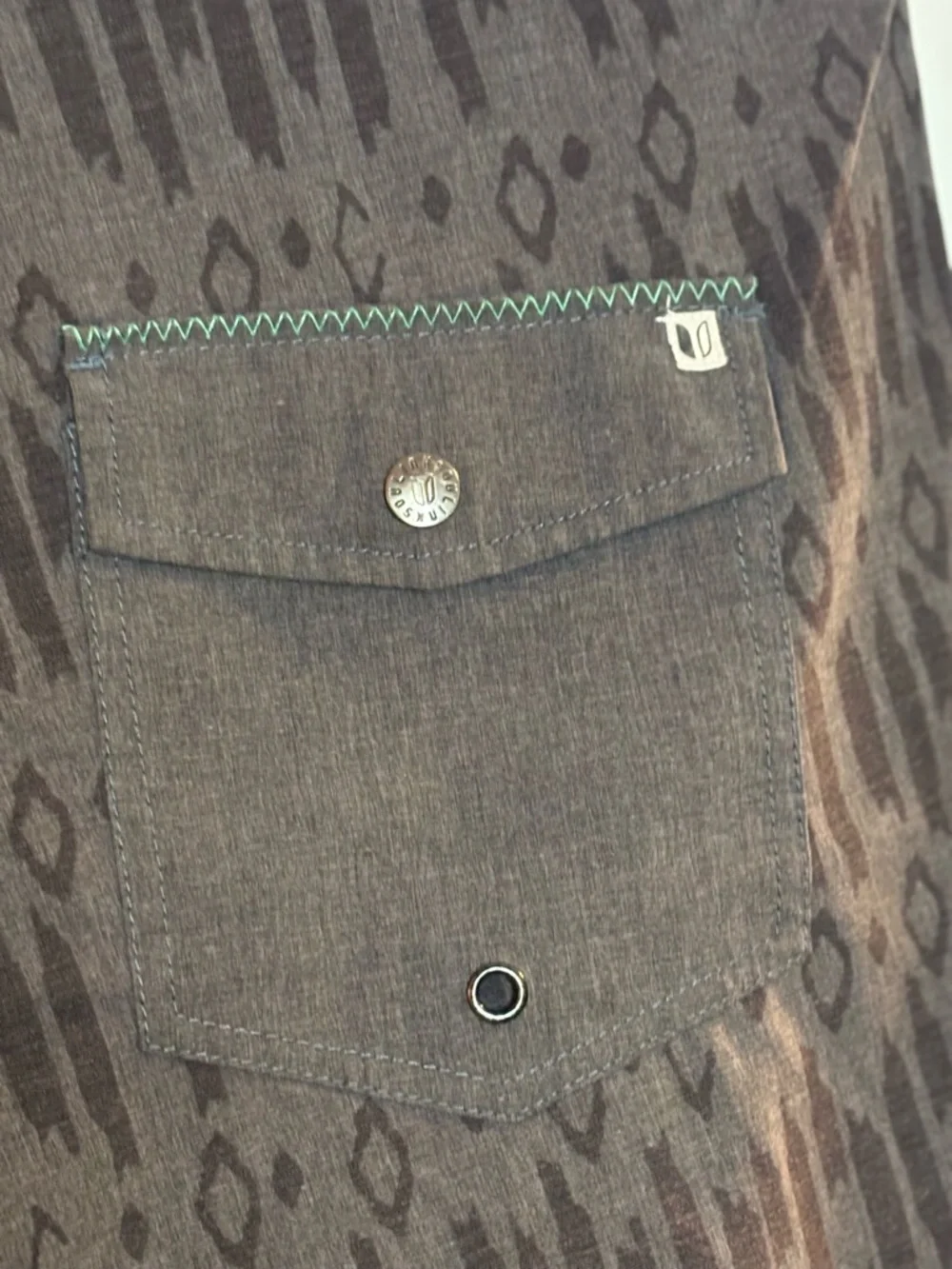 NWOT Linksoul Gray Patterned Board Shorts with Black Accents Size 32